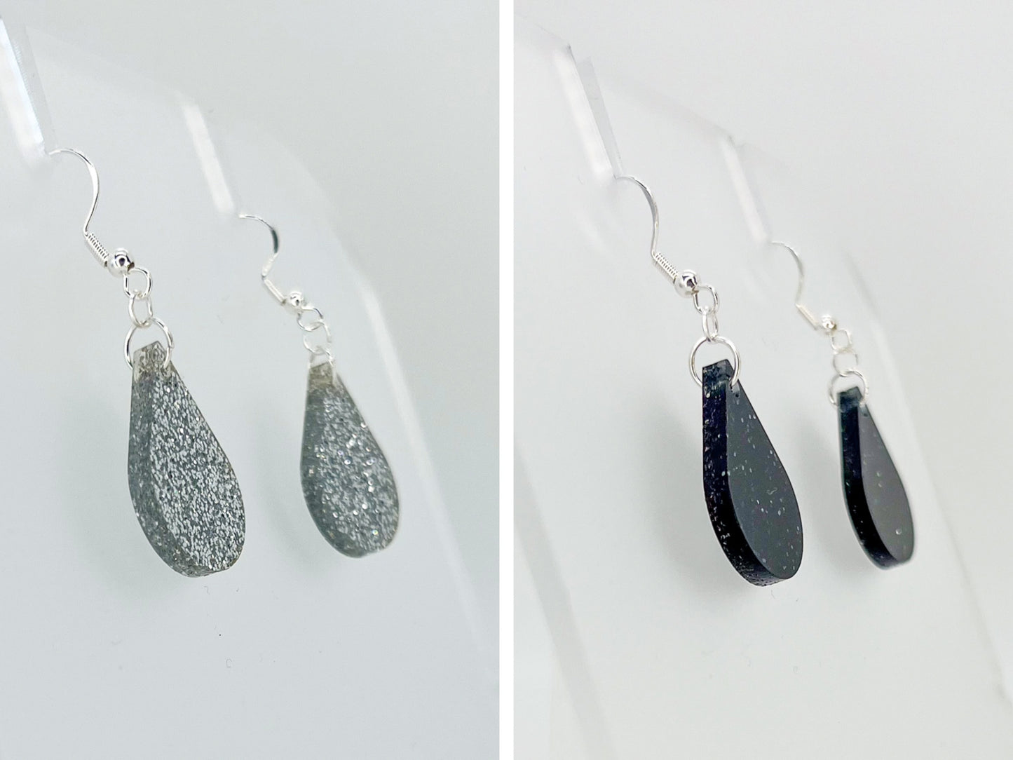 Single sundrop hook earrings, glitter