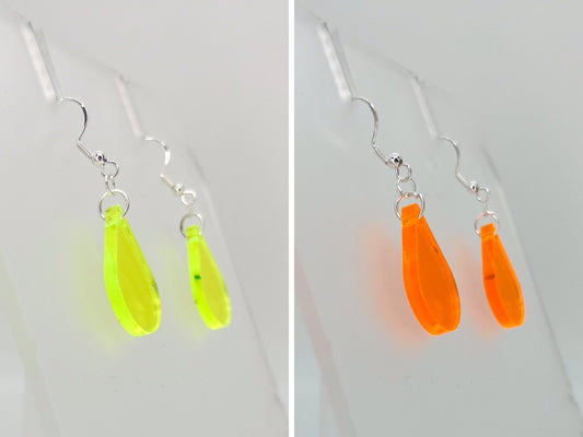 Single sundrop hook earrings, florescent