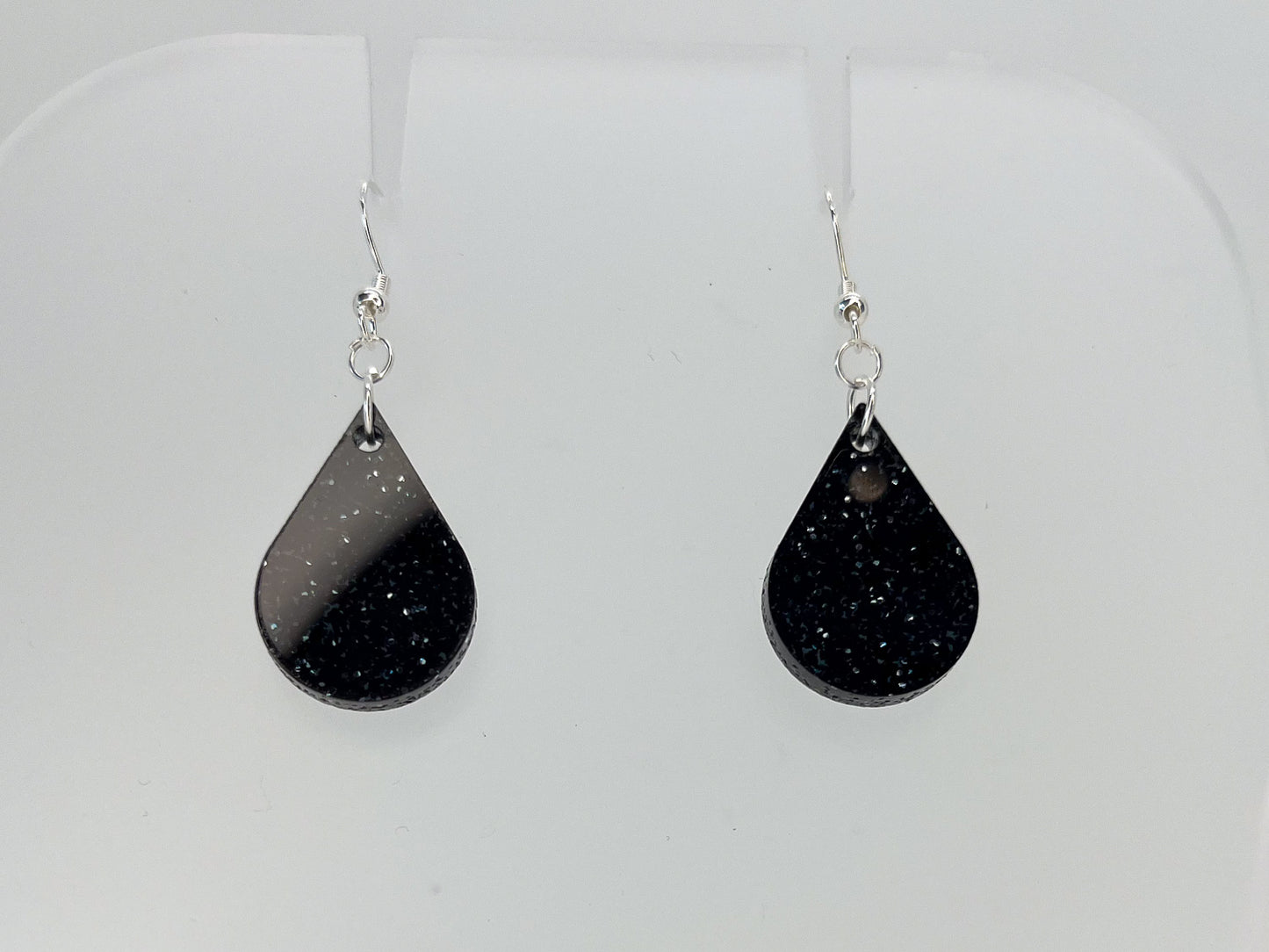 Single sundrop hook earrings, glitter