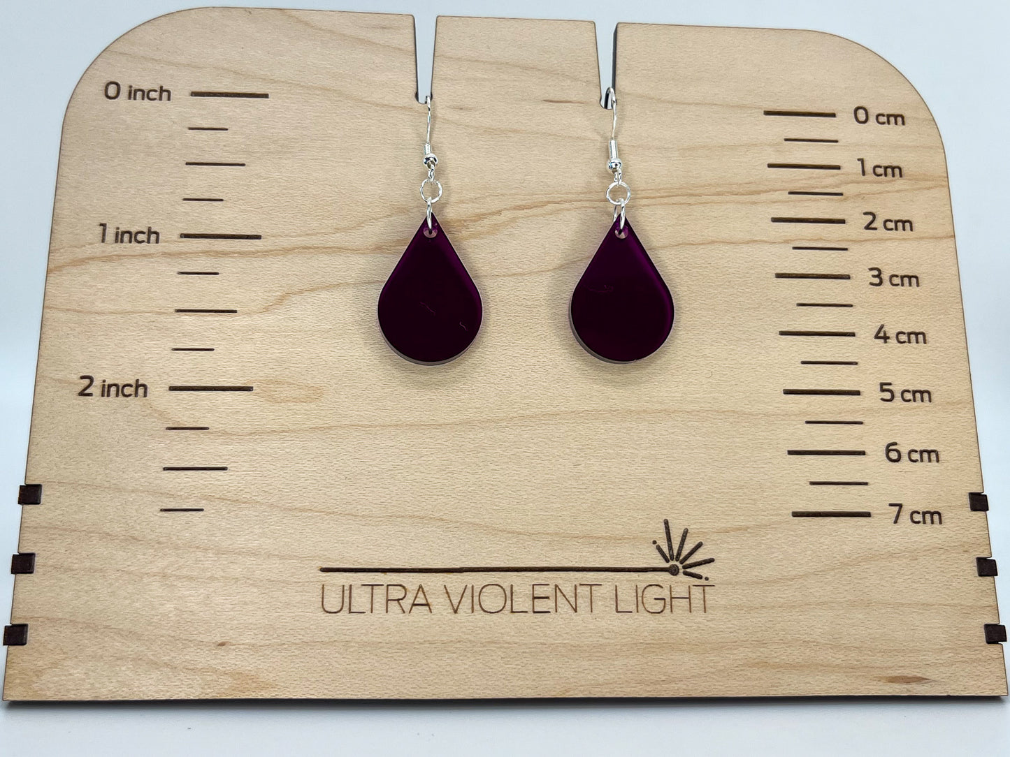 Purple single sundrop hook dangle earrings