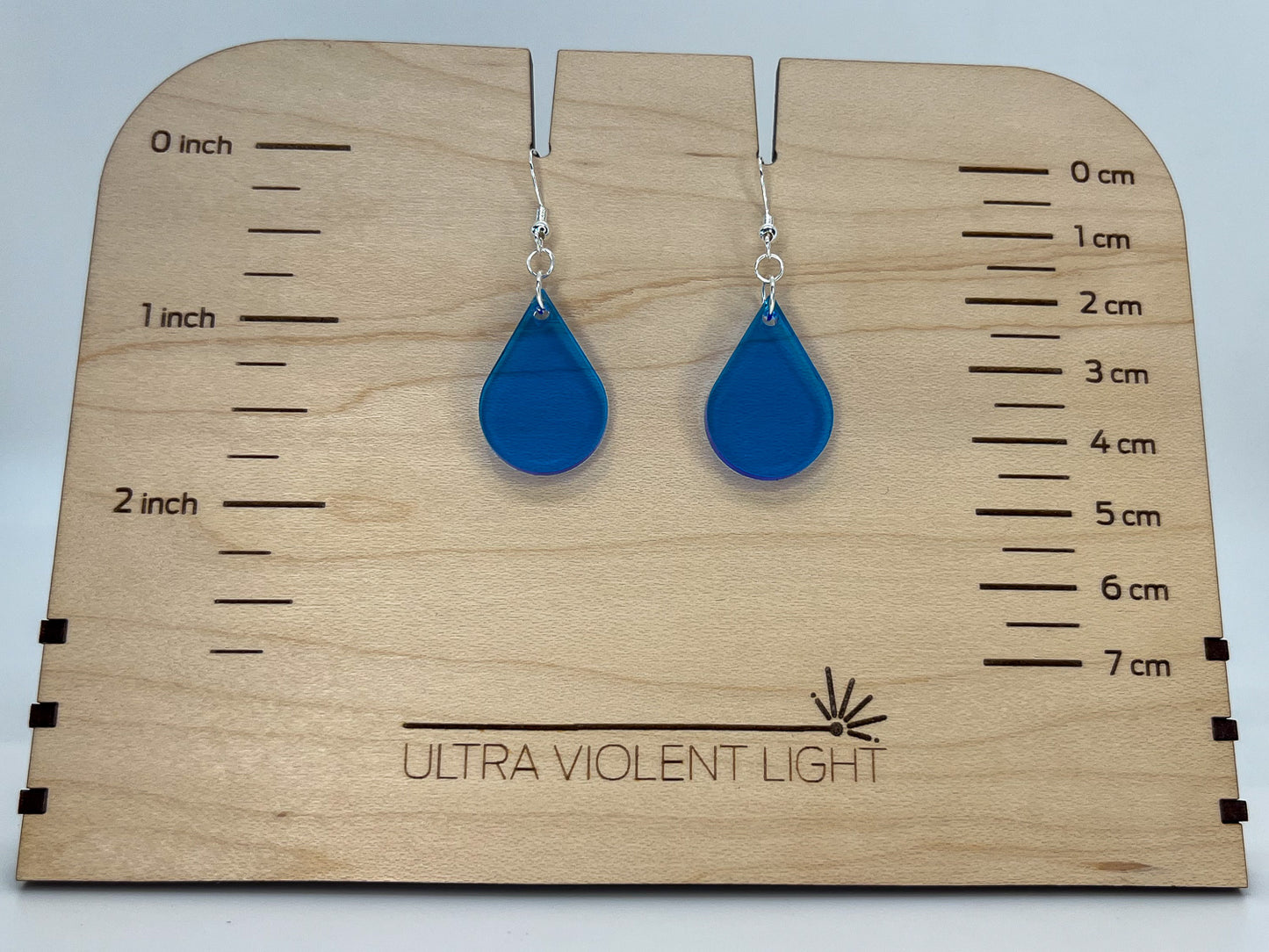 Blue single sundrop hook dangle earrings