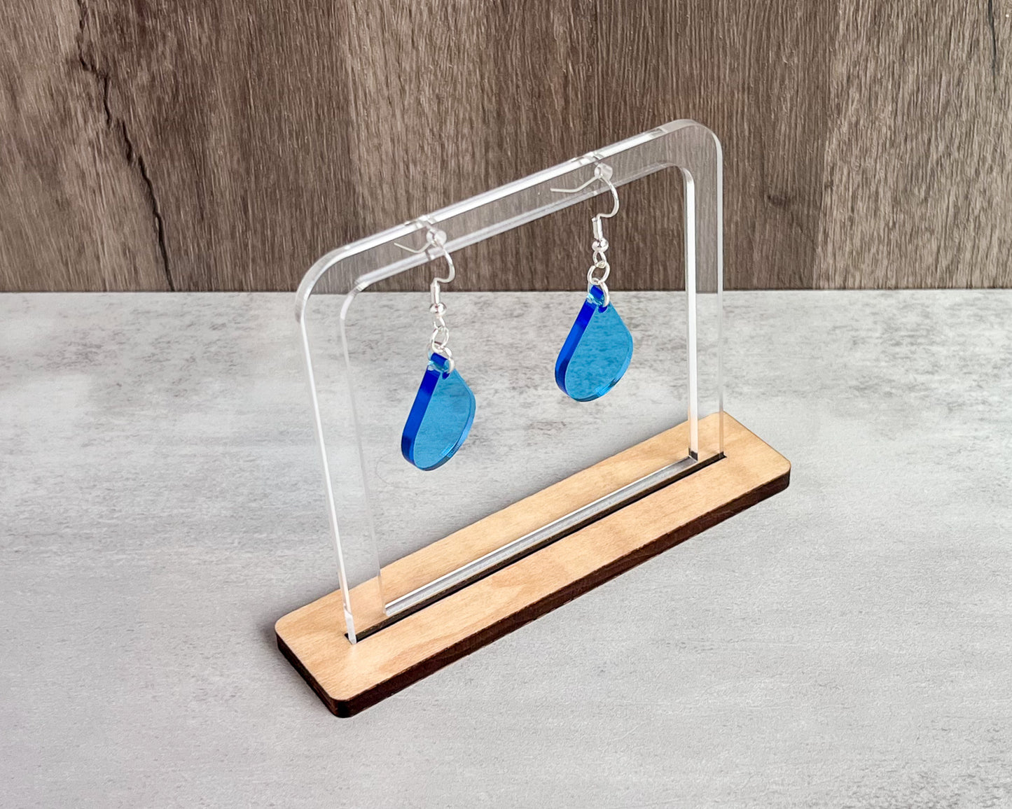 Blue single sundrop hook dangle earrings