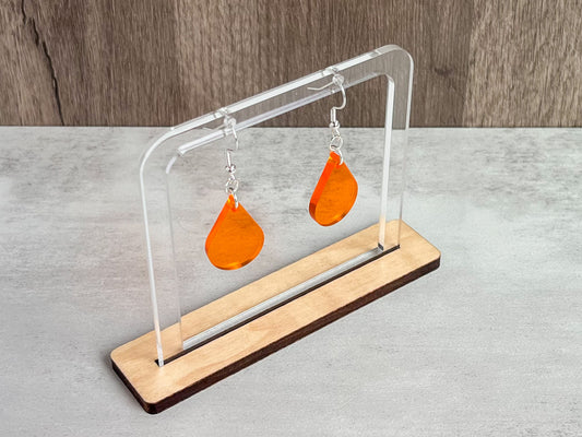 Orange single sundrop hook dangle earrings