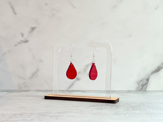 Red single sundrop hook dangle earrings