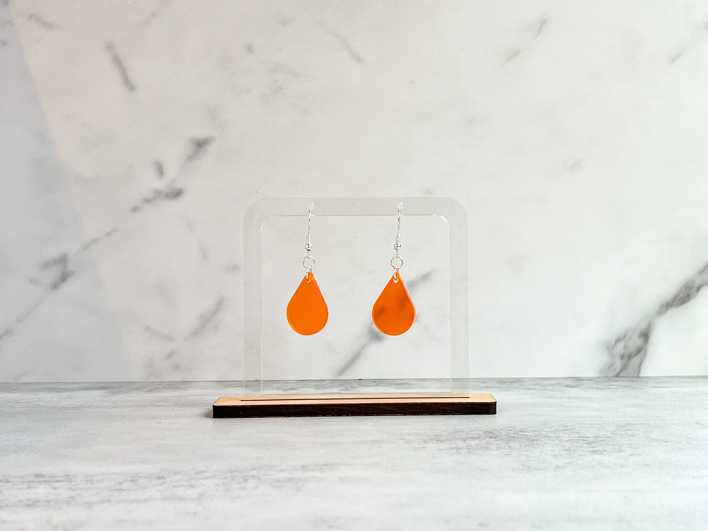 Orange single sundrop hook dangle earrings