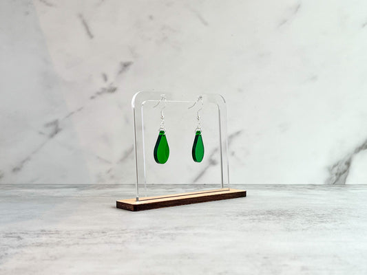 Green single sundrop hook dangle earrings