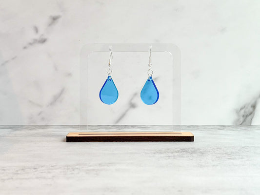 Blue single sundrop hook dangle earrings