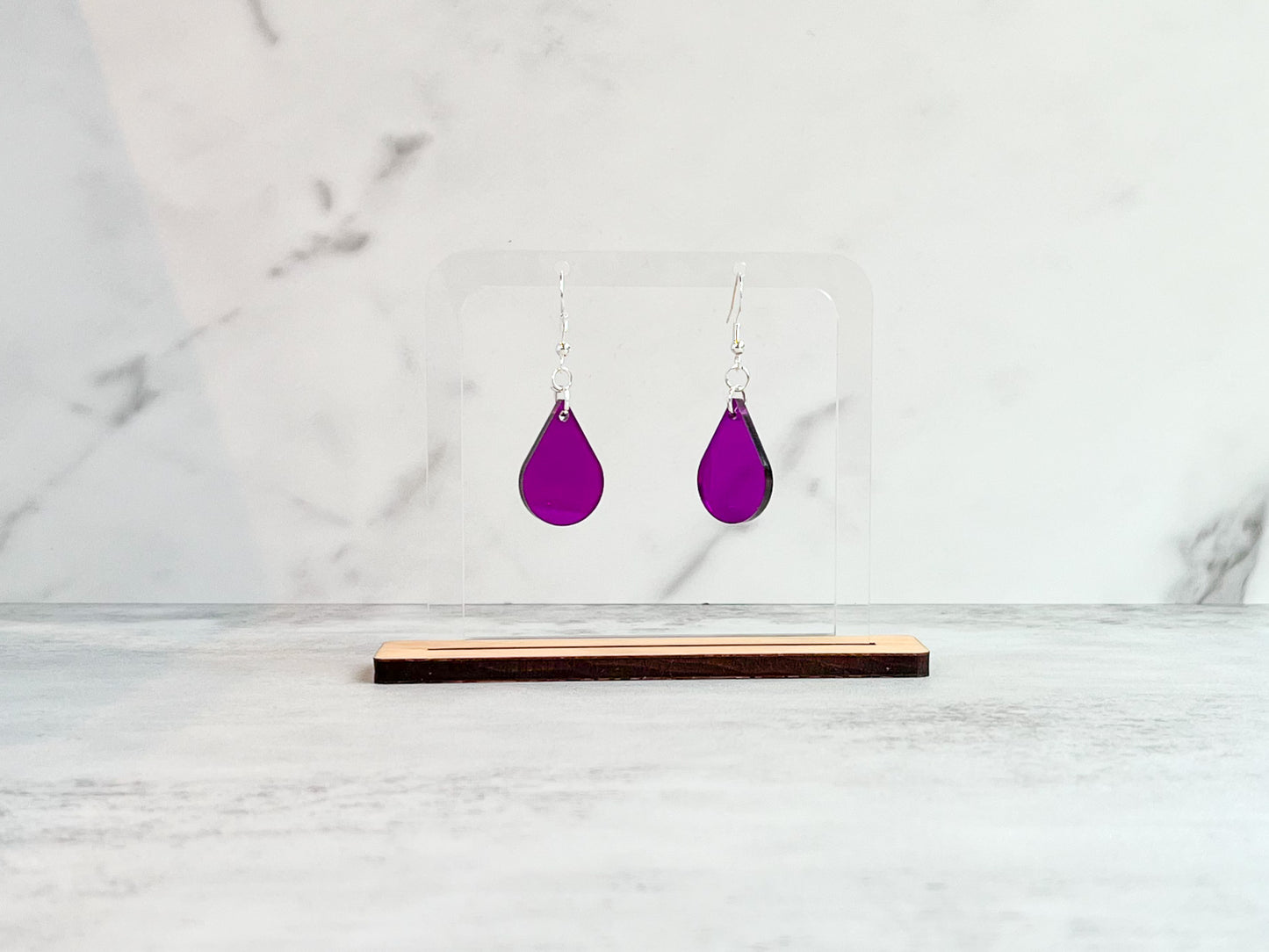 Purple single sundrop hook dangle earrings