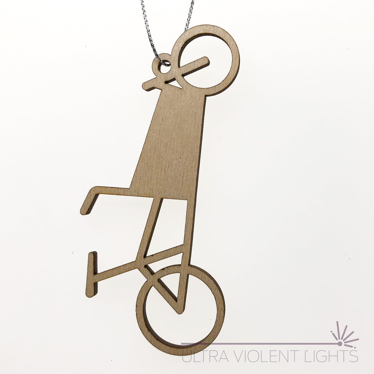 Wooden box bike bicycle ornament on white