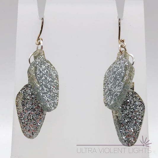 Silver lightbulb dangly earrings