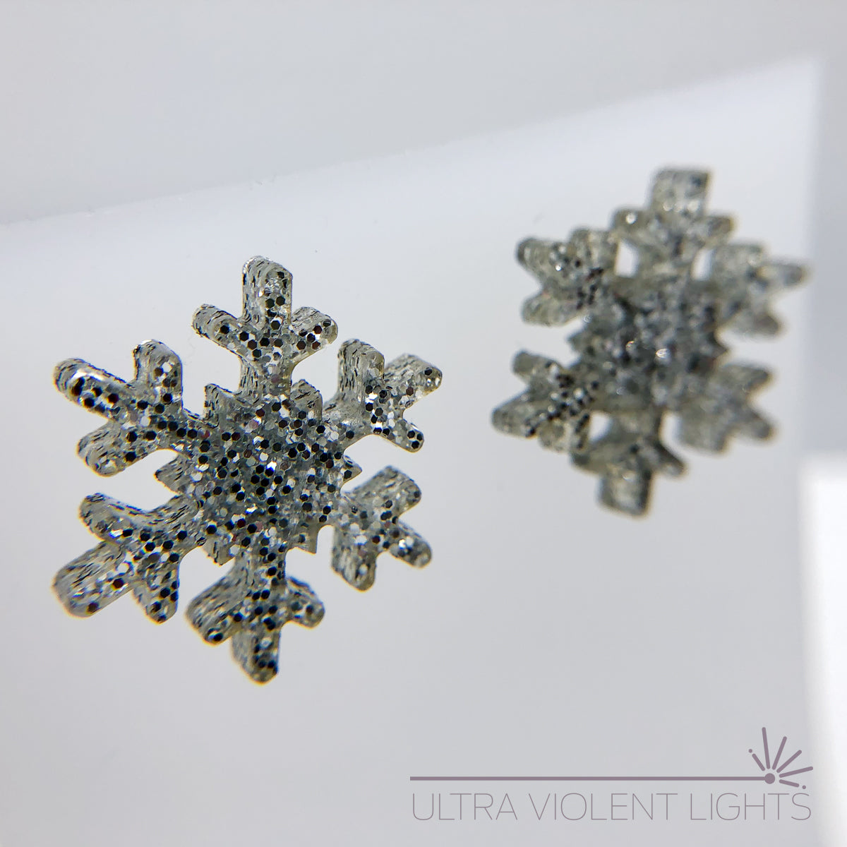 Glitter Snowflake Stud Earrings