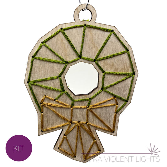 Wooden embroidery wreath