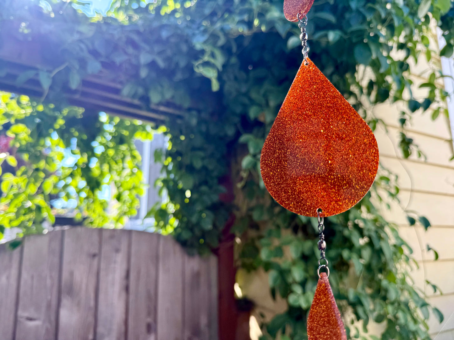 Orange glitter sundrop suncatcher / mobile