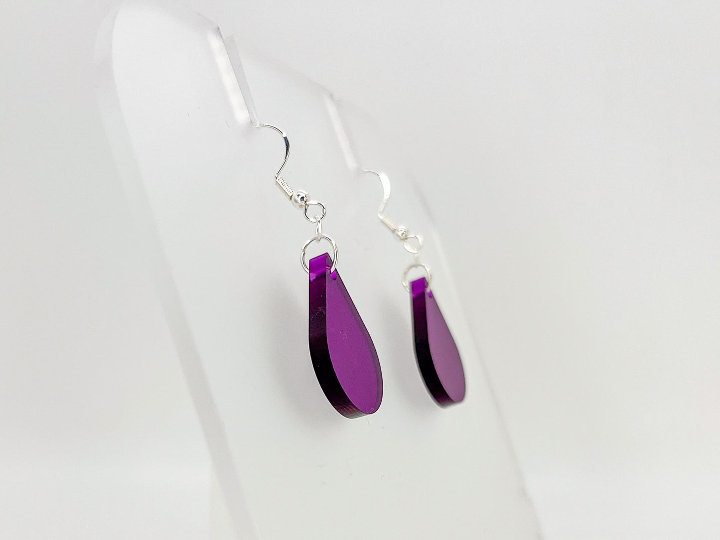 Purple single sundrop hook dangle earrings