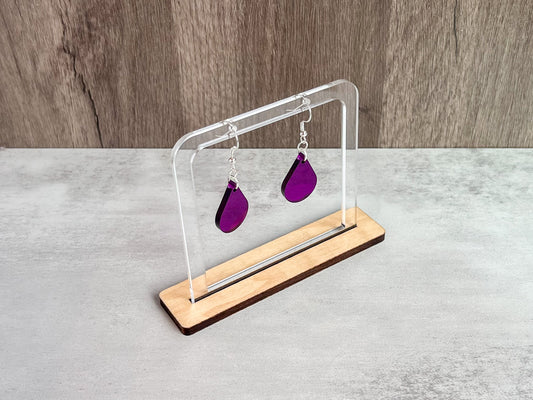 Purple single sundrop hook dangle earrings