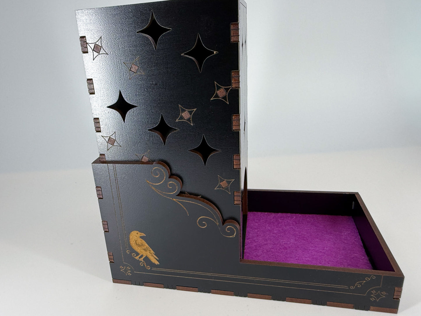 Celestial gothic tarot-inspired collapsible dice tower