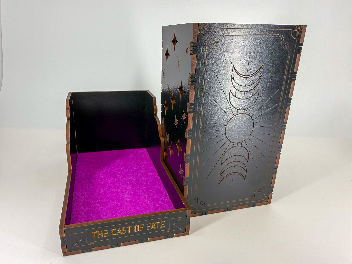 Celestial gothic tarot-inspired collapsible dice tower