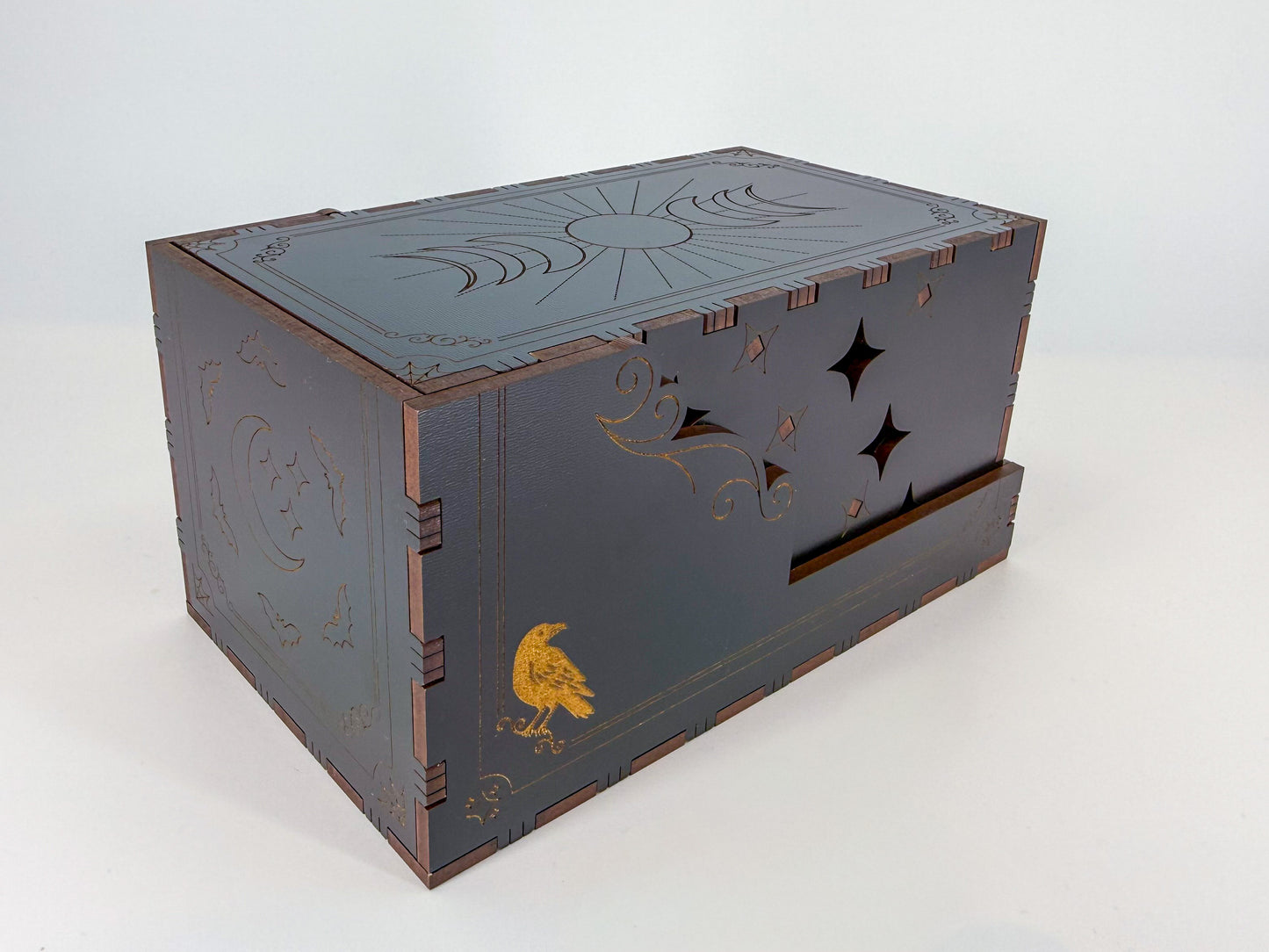 Celestial gothic tarot-inspired collapsible dice tower