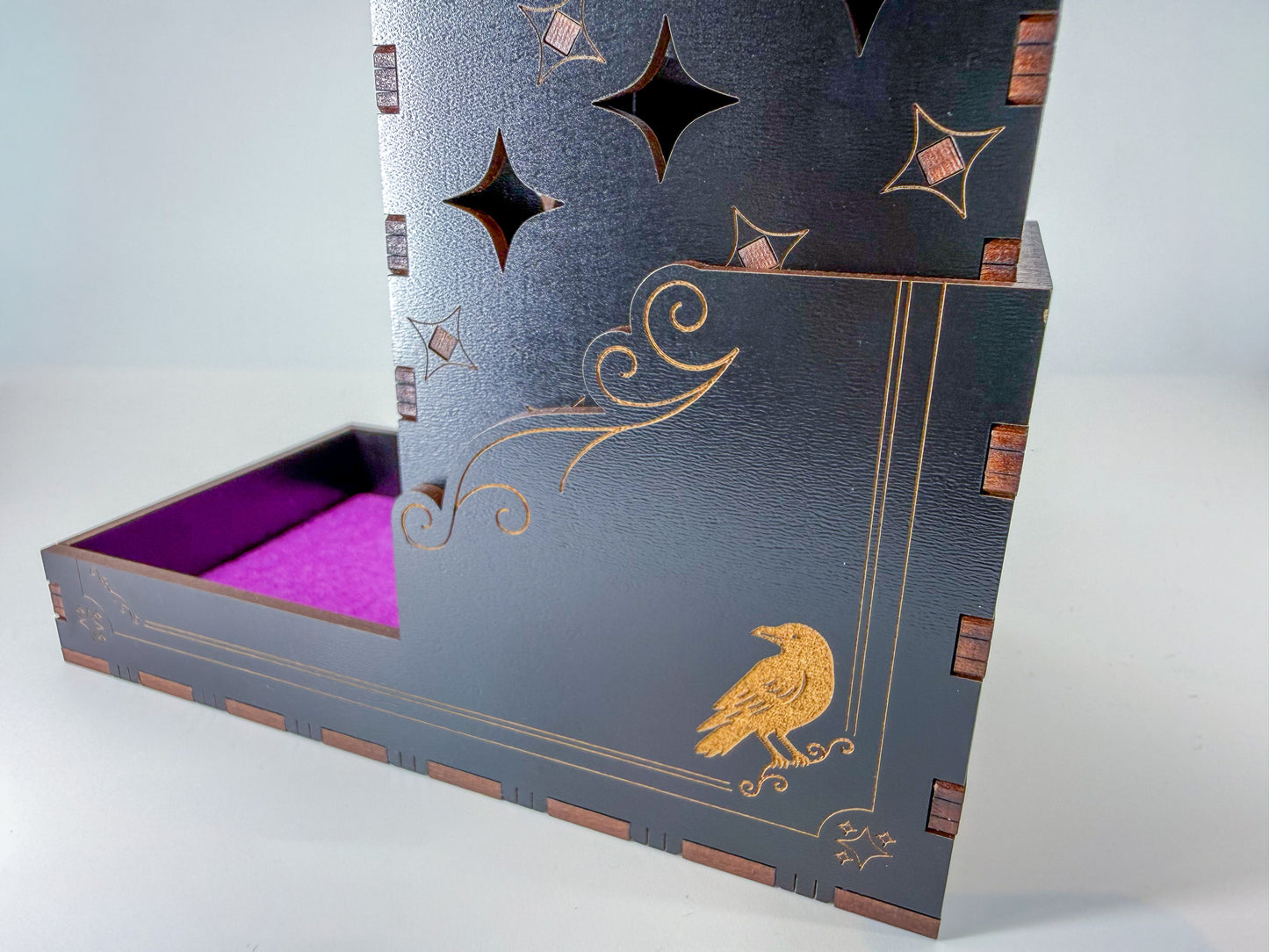 Celestial gothic tarot-inspired collapsible dice tower