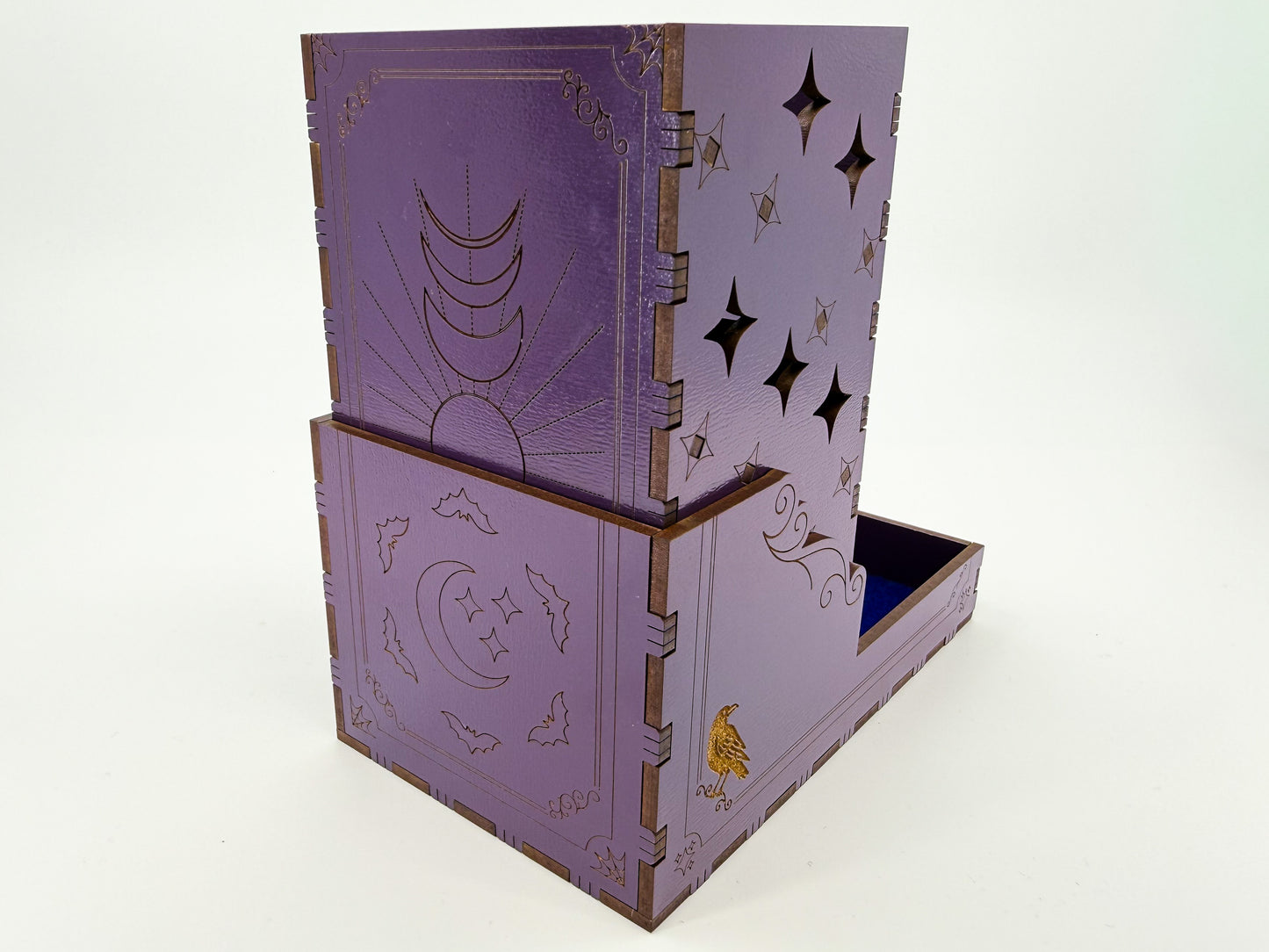 Celestial gothic tarot-inspired collapsible dice tower