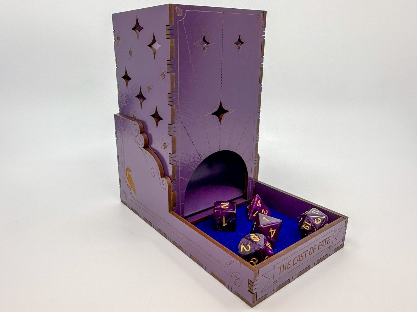 Celestial gothic tarot-inspired collapsible dice tower