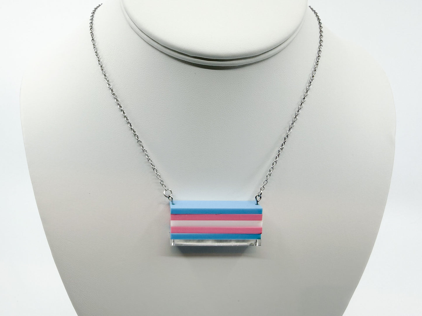Trans pride flag necklace, transgender flag jewelry, protect trans kids necklace