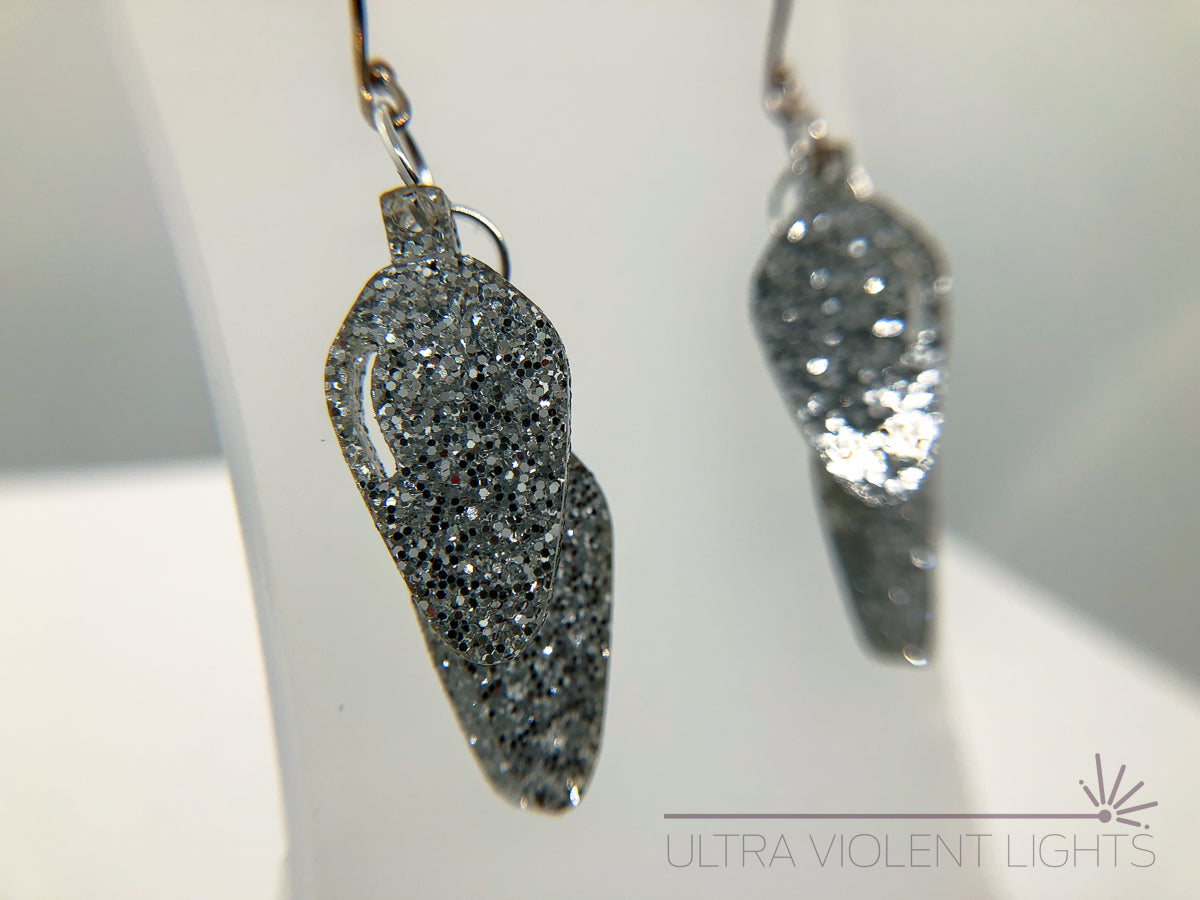 Dangly silver bulb earrings