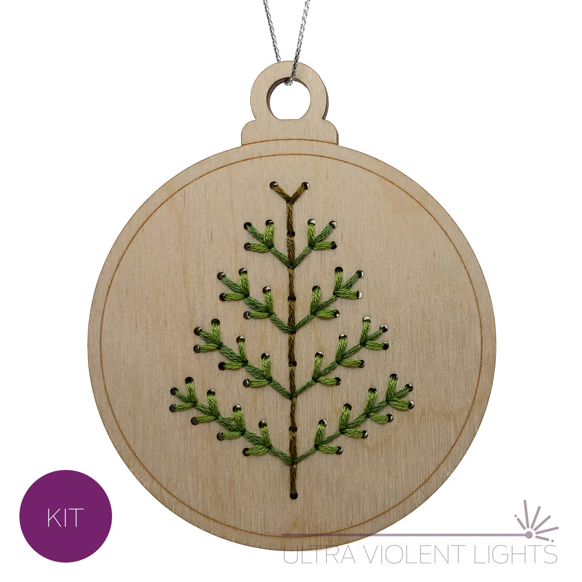Spiky tree wooden embroidery ornament